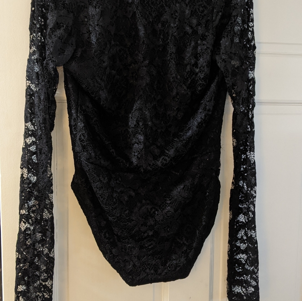 boohoo black lace bodysuit